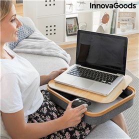 Bureau Portatif avec Plateau de Rangement Larage InnovaGoods Gris (Reconditionné B)