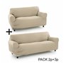 Housse de canapé Sofakover Pocket Duo Romeo Beige 2 Unités (Reconditionné B)