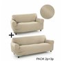 Housse de canapé Sofakover Pocket Duo Romeo Beige 2 Unités (Reconditionné B)