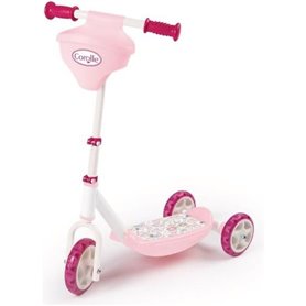 SMOBY - Corolle - Patinette 3 roues silencieuses - Strucure métale - Petite trottinette avec guidon réglable et porte poupon