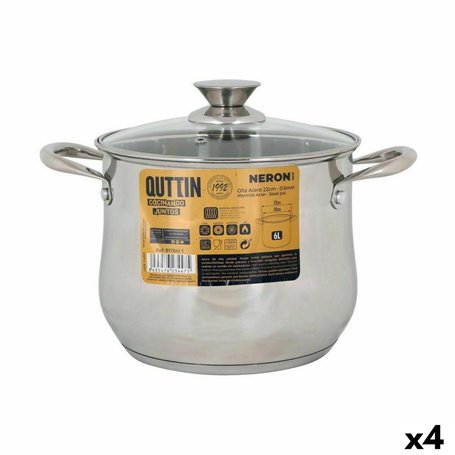 Casserole avec couvercle en verre Quttin New Neron Acier 21