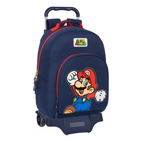 Cartable à roulettes Super Mario World Blue marine 32 x 42 x 15 cm