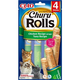 Bourse de Rangement Inaba Churu Rolls Chicken Recipe wraps Tuna 4 x 10 g Poulet Thon Poisson