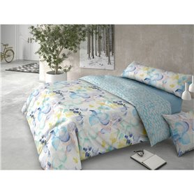 Parure de couette Pierre Cardin HOJARASCA Bleu Lit king size 4 Pièces