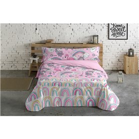 Parure de couette Pierre Cardin Unicornios Rose Lit 1 persone 3 Pièces