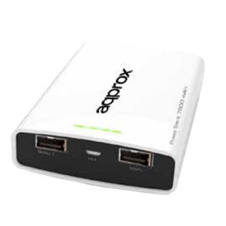 Power Bank approx! APPPB78EVW 7800 mAh 2 x USB Micro USB 5 V 1-2 A Blanc Noir/Blanc