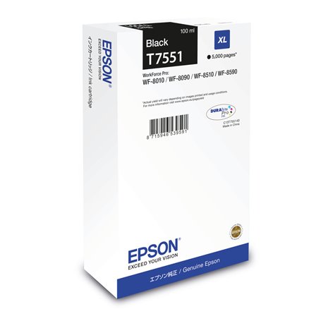 Cartouche d'encre originale Epson T7551 Noir