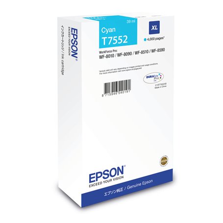 Epson C13T75524N cartouche d'encre 1 pièce(s) Compatible Rendement élevé (XL) Cyan