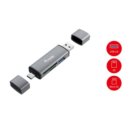 Equip 245460 lecteur de carte mémoire USB 3.2 Gen 1 (3.1 Gen 1) Type-A/Type-C Gris