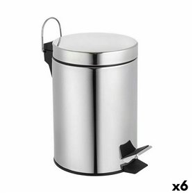 Seau à déchets avec pédale Confortime Argenté 3 L (6 Unités)