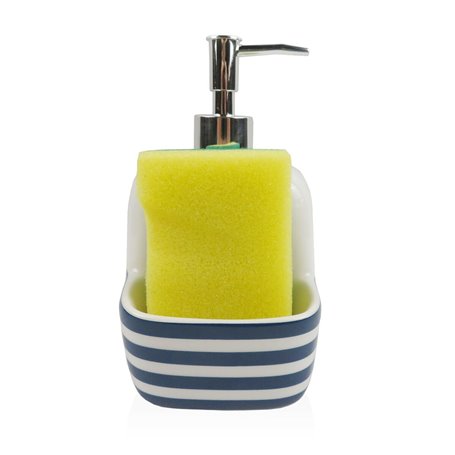 Distributeur de Savon Versa Bleu Céramique Rayures 9