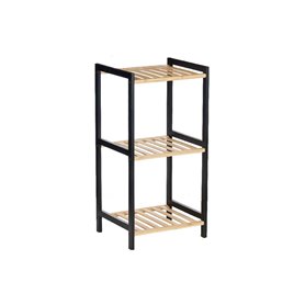 Etagère de salle de bains 35 x 30 x 70 cm Noir Naturel Bambou Bois de pin