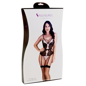 Ensemble de Lingerie S Pleasures Noir/Gris (Taille unique)