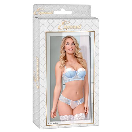 Ensemble de Lingerie Exposed Bleu Crème (S/M)