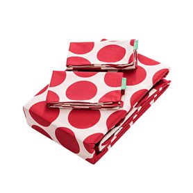 Jeu de draps Benetton Rouge Taupes 4 Pièces