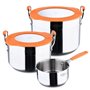 Batterie de Cuisine San Ignacio Compact Noir Orange 5 Pièces
