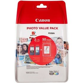 Canon Pack économique de cartouches d'encre noire PG-560XL et couleur CL-561XL + Papier Photo