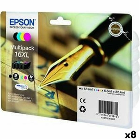 Cartouche d'encre originale Epson DURABRITE ULTRA INK - Nº16XL Noir/Cyan/Magenta/Jaune (8 Unités)