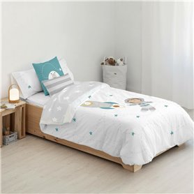 Housse de Couette Kids&Cotton Elm Blanc 175 Fils 155 x 220 cm