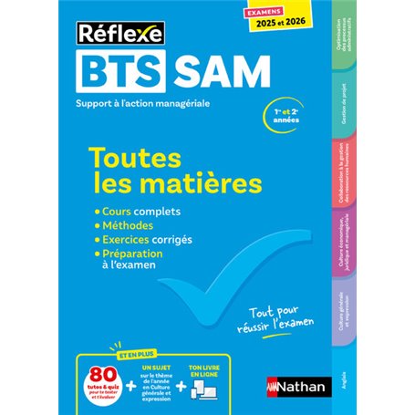 BTS SAM Support à l'action managériale - BTS SAM 1 et 2 (Toutes les matières - Réflexe N°9) 2025-2026