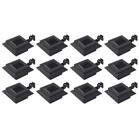 vidaXL Lampes solaires à LED carrées d'extérieur 12 pcs 12 cm Noir