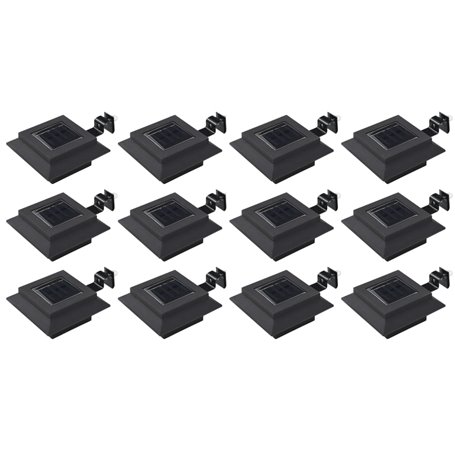 vidaXL Lampes solaires à LED carrées d'extérieur 12 pcs 12 cm Noir