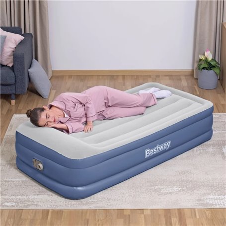 Bestway Matelas gonflable Tritech 1 place avec pompe électrique intégrée et revêtement antimicrobien 191 x 97 x 46 cm