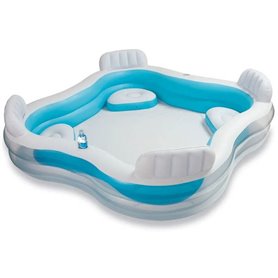 Piscine familiale octogonale bleue avec sieges et appuie-tetes 229 x 229 x 66 cm - INTEX - 56475