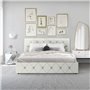 Lit adulte DAVID 160 x 200 cm - 4 tiroirs - Sommier inclus - Simili blanc