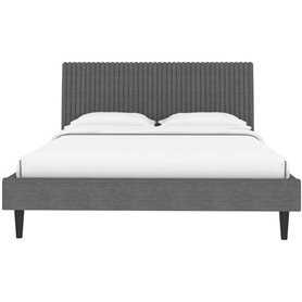 Lit adulte REMSEN - 160 x 200 cm  - Sommier inclus - Gris foncé