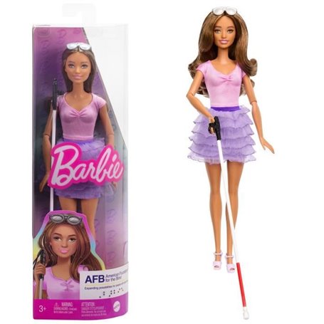 BARBIE Poupée fashionista non voyante jupe violette HRH17