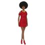 Barbie-Fashionistas 221-Poupée avec cheveux noirs et robe rouge HRH18