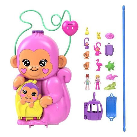 Polly Pocket-Maman Singe et Son Bébé-Coffret 2 mini-figurines HWP04