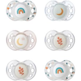Sucette de nuit - TOMMEE TIPPEE - 18-36 mois - Lot de 6 sucettes phosphorescentes avec capsule de stérilisation réutilisable