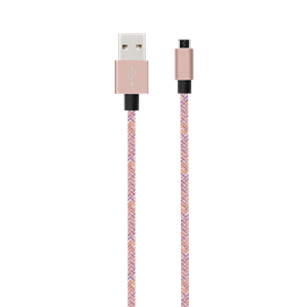 Câble Tissé USB A/micro USB 2m Rose - 2.1A Bigben