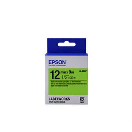 Epson LK-4GBF - Fluorescent - Noir sur Vert - 12mmx9m