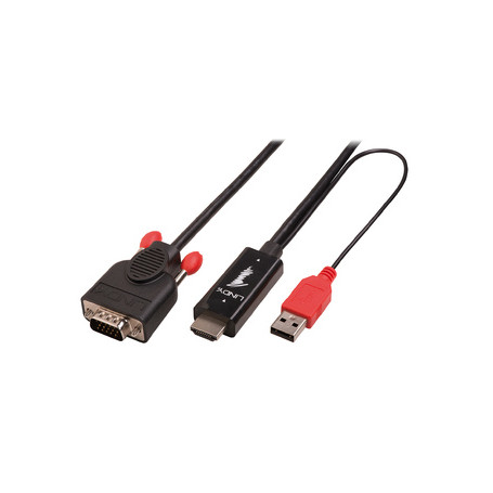 Lindy 41456 câble vidéo et adaptateur 2 m HDMI VGA (D-Sub) Noir