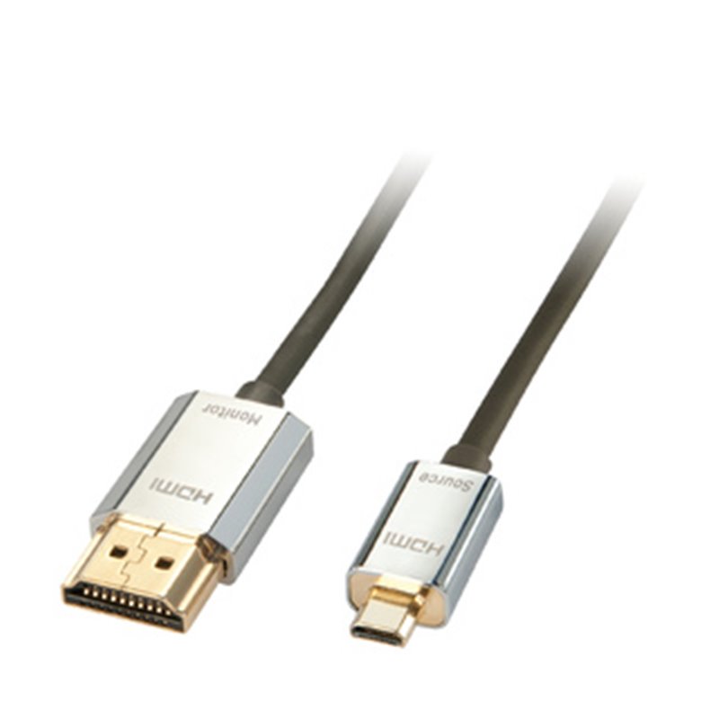 Lindy 41678 câble HDMI 3 m HDMI Type A (Standard) HDMI Type D (Micro) Noir, Chrome, Or