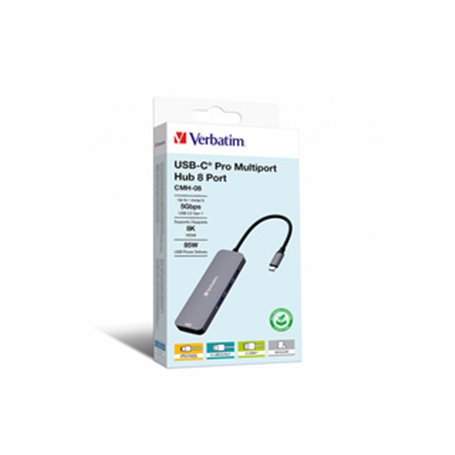 Verbatim CMH-08 USB Type-C 5000 Mbit/s Argent