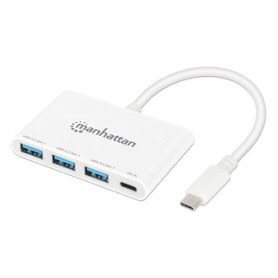 Manhattan 168434 hub & concentrateur USB 3.2 Gen 1 (3.1 Gen 1) Type-C 5000 Mbit/s Blanc