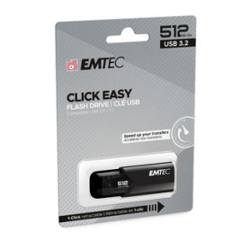 Emtec B110 Click Easy 3.2 lecteur USB flash 512 Go USB Type-A 3.2 Gen 2 (3.1 Gen 2) Noir