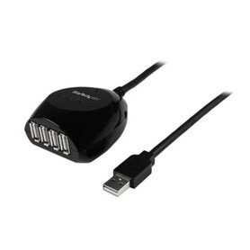 StarTech.com Câble USB 2.0 actif de 15m - Rallonge USB 2.0 avec hub à 4 ports - Noir