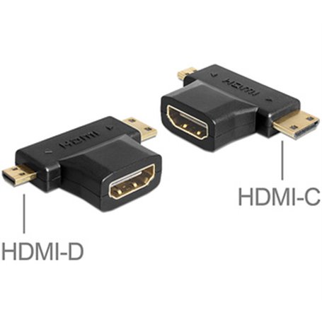 DeLOCK 65446 changeur de genre de câble HDMI-C / HDMI-D HDMI-A Noir