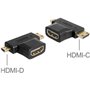 DeLOCK 65446 changeur de genre de câble HDMI-C / HDMI-D HDMI-A Noir