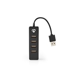 Nedis UHUBU2420BK hub & concentrateur USB 2.0 480 Mbit/s Noir