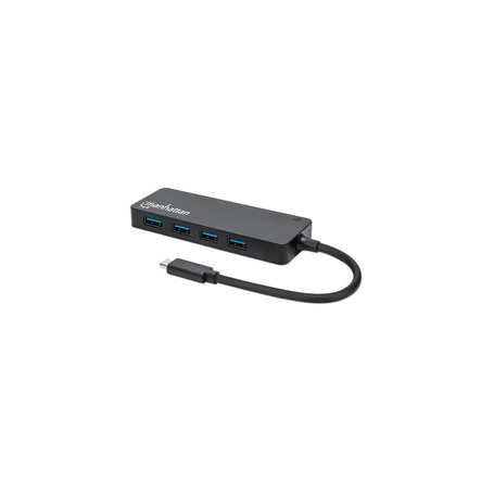 Manhattan 164924 hub & concentrateur USB 3.2 Gen 1 (3.1 Gen 1) Type-C 5000 Mbit/s Noir