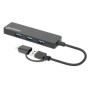 Manhattan 180863 hub & concentrateur USB 3.2 Gen 1 (3.1 Gen 1) Type-A + Type-C 5000 Mbit/s Noir