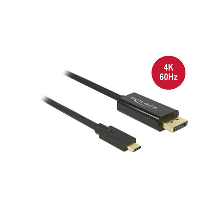 DeLOCK 85256 câble vidéo et adaptateur 2 m USB Type-C DisplayPort Noir