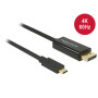 DeLOCK 85256 câble vidéo et adaptateur 2 m USB Type-C DisplayPort Noir