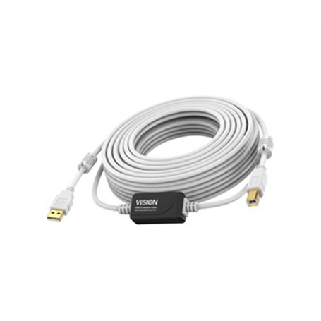 Vision TC 15MUSB+/2 câble USB 15 m USB 2.0 USB A USB B Blanc